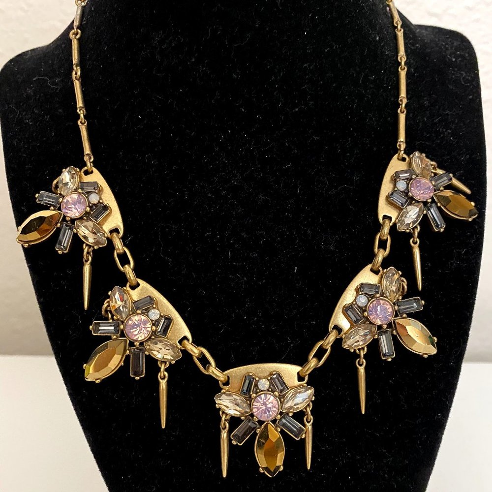 J. Crew Crystal Jeweled Gold Statement Necklace